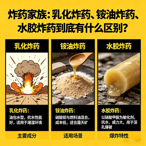 南郑炸药家族：乳化炸药、铵油炸药、水胶炸药到底有什么区别？